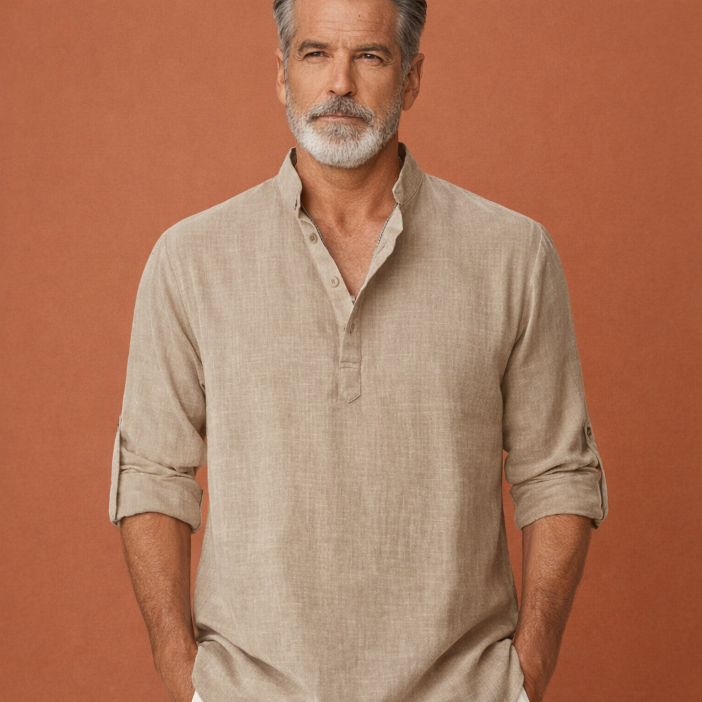 Casual men's Henley shirt with button closure | Tijn
