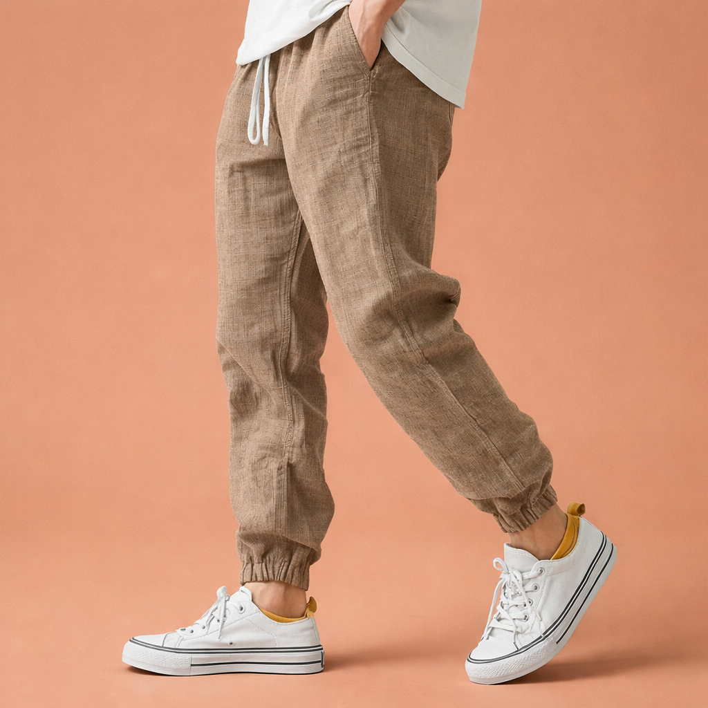 Men's tapered pants with elastic waistband and drawstring for everyday comfort | Gerard