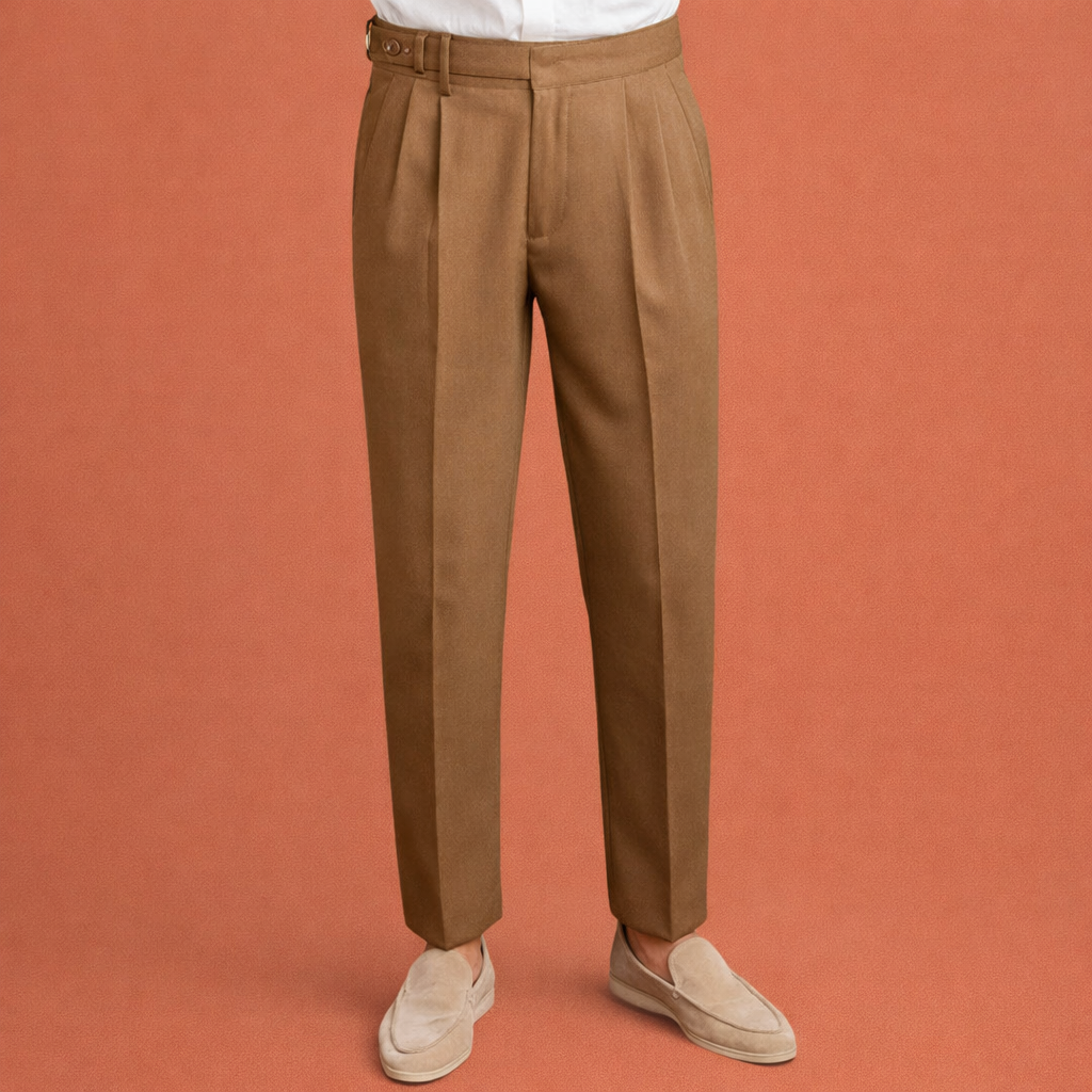 Slim fit men's trousers with pleats and adjustable waist | Roderick