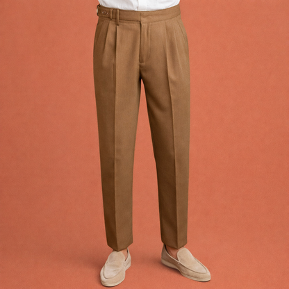 Slim fit men's trousers with pleats and adjustable waist | Roderick