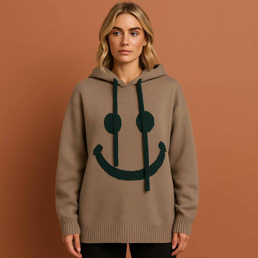 Warm hoodie with smiley for women | Livia