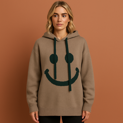 Warm hoodie with smiley for women | Livia