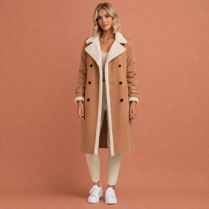 Long classic winter coat for women with warm collar | Lenna