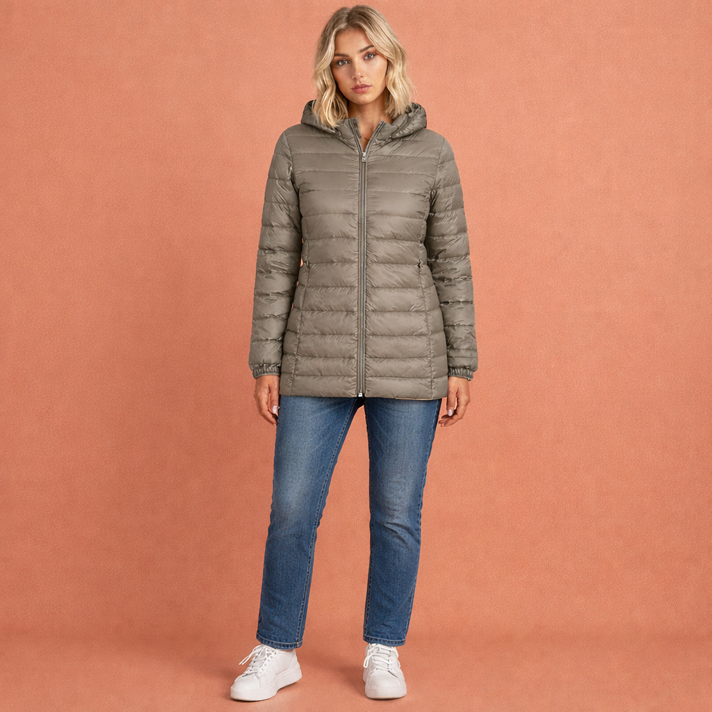 Warm long winter coat with hood for women | Inge