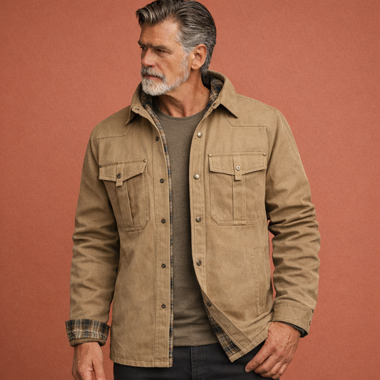 Shirt jacket with checked lining for men | Franciscus
