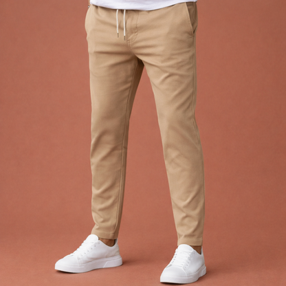 Slim-fit men's trousers with elastic waistband and drawstring for men | Maurits