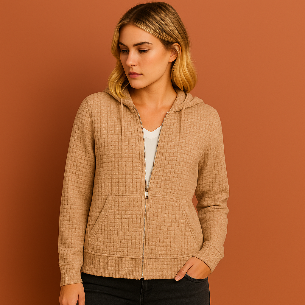 Comfortable sweatshirt with hood and zipper for women | Anita