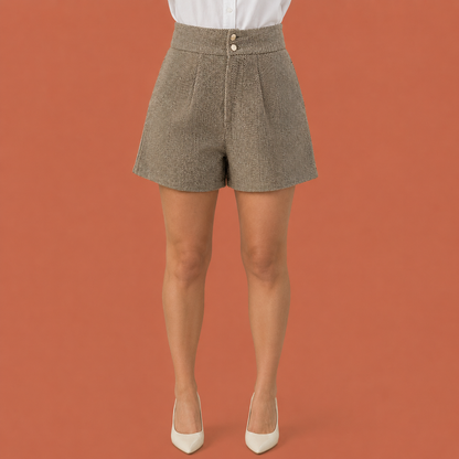 High-waisted herringbone pattern trousers for women | Eveliene