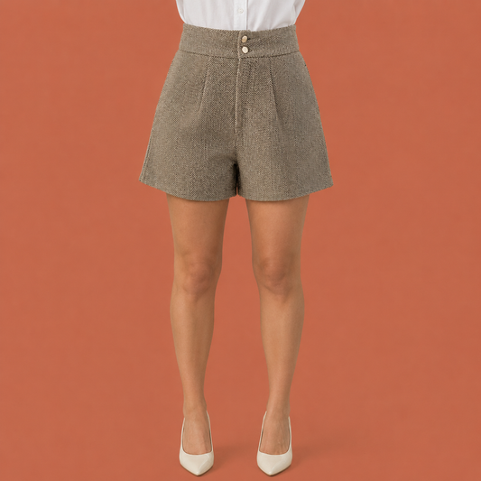 High-waisted herringbone pattern trousers for women | Eveliene