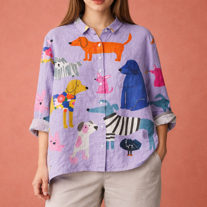Ladies' blouse with floral print and button detail | Mirena