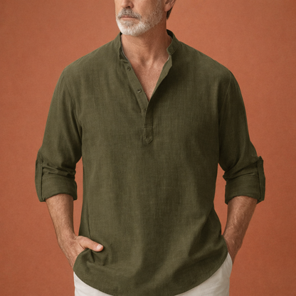 Casual men's Henley shirt with button closure | Tijn