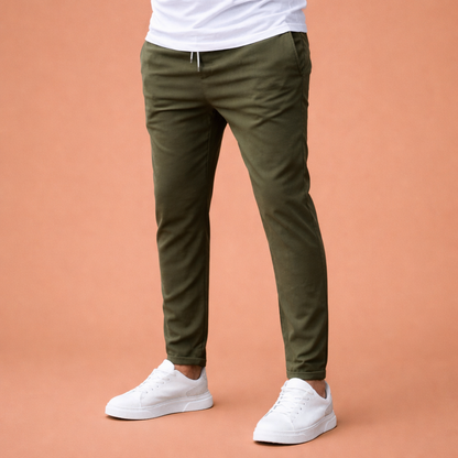 Tapered men's trousers with elastic waistband and drawstring | Gerben