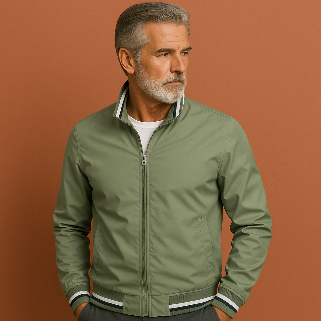 Lightweight transitional jacket with sporty collar for men | Bram