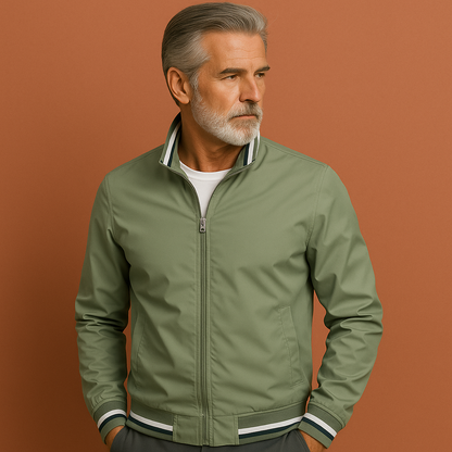 Lightweight transitional jacket with sporty collar for men | Bram