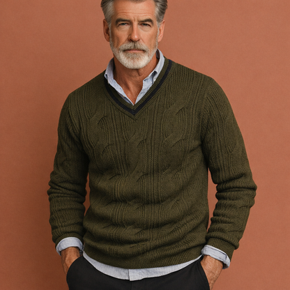 Warm sweater with V-neck for men | Marquel