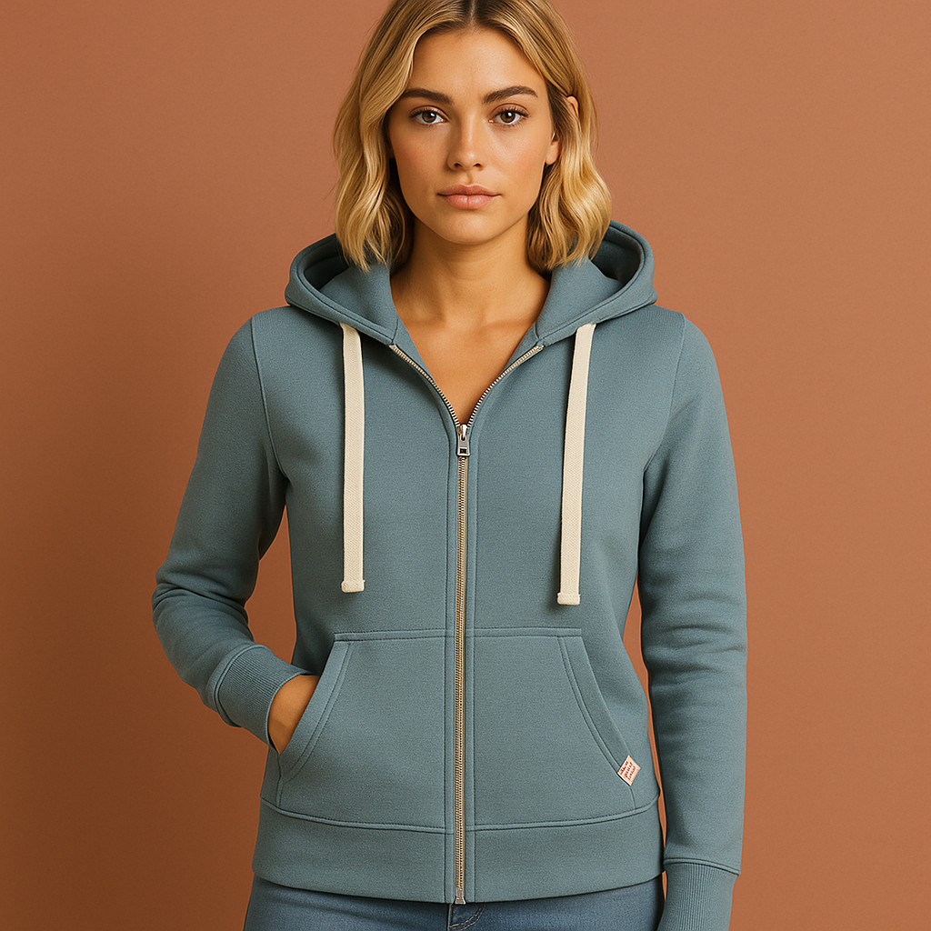 Comfortable zip vest with adjustable hood for women | Mila