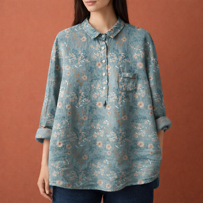 Ladies' blouse with floral print and button detail | Mirena