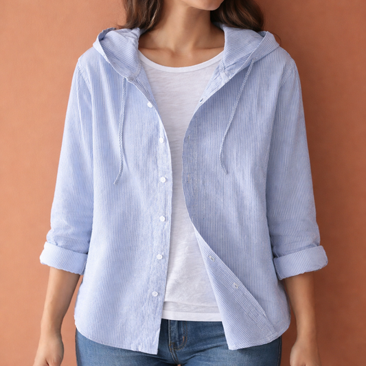 Ladies' blouse with hood and button closure | Marinelle