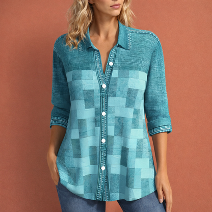 Ladies blouse with checkered pattern and loose fit | Aafke