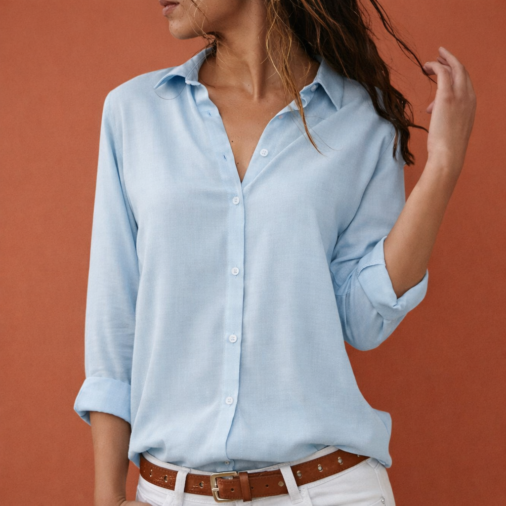 Satin Women's Blouse with Collar and Button Closure | Danira