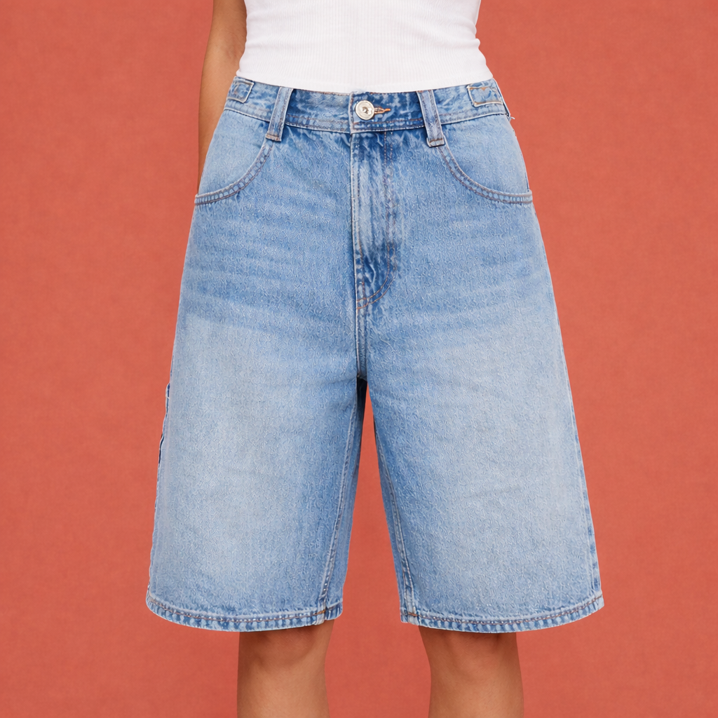 Denim shorts with mid-rise fit for women | Ariane
