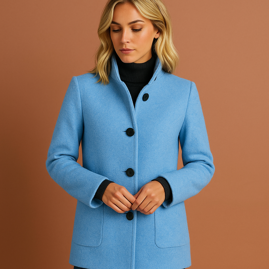Elegant long coat for women with buttons | Isabella