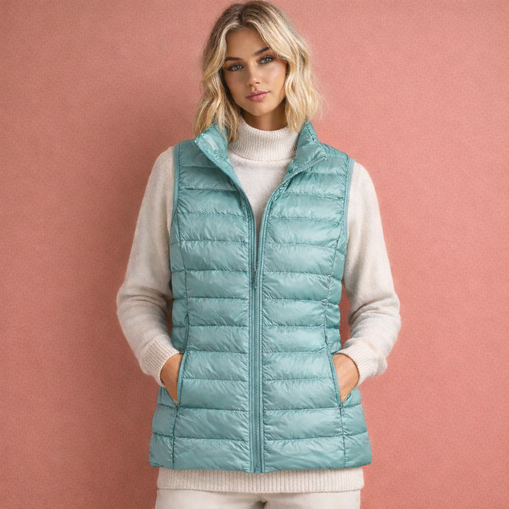 Warm sleeveless winter gilet for women with zipper | Iris