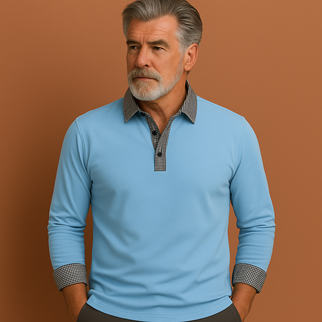 Long Sleeve Polo with Contrasting Details for Men | Diederik