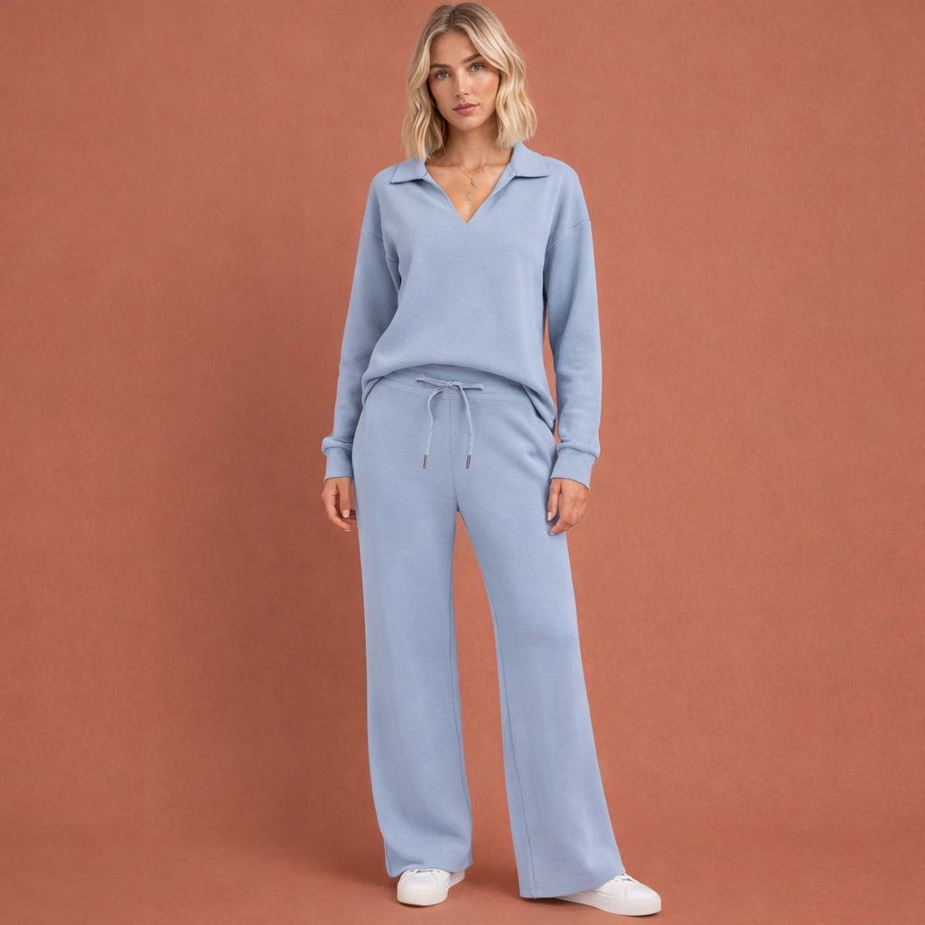 Stylish two-piece set for women with V-neck top | Zelda