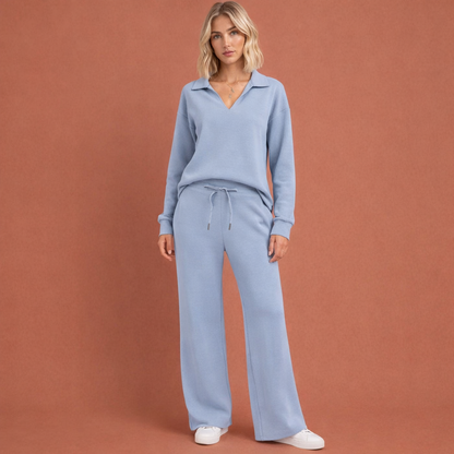 Stylish two-piece set for women with V-neck top | Zelda