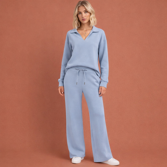Stylish two-piece set for women with V-neck top | Zelda