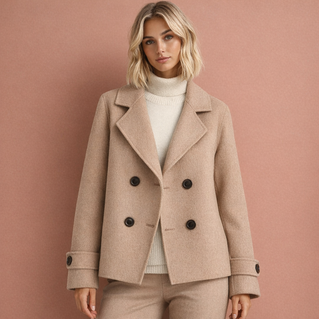 Stylish coat with lapel collar and button closure for women | Saskia