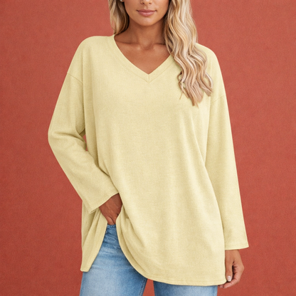 Long V-neck tunic for women with a loose fit | Ivara