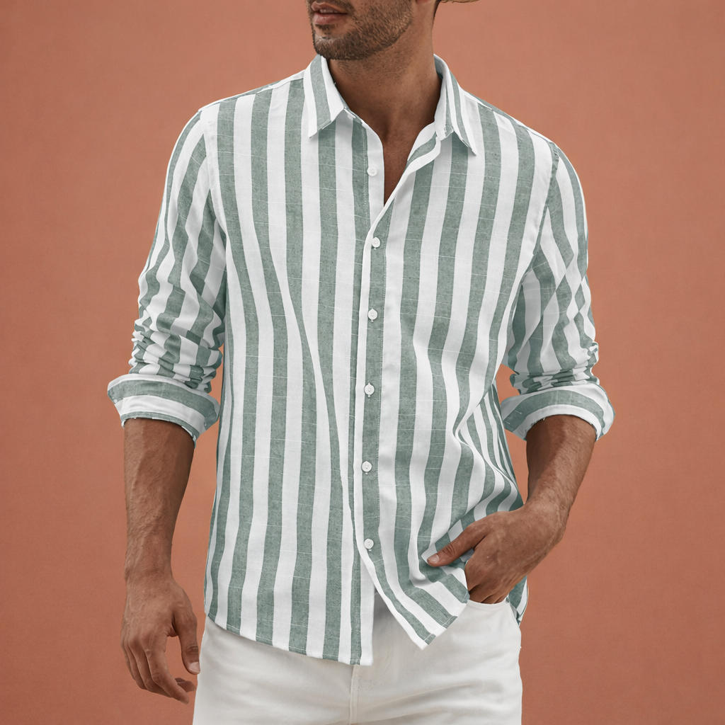 Striped lightweight long sleeve shirt for men | Gijs
