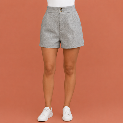 High-waisted herringbone pattern trousers for women | Eveliene