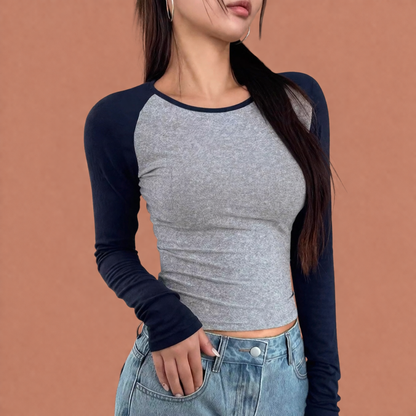 Sporty raglan t-shirt with long sleeves for women | Elena