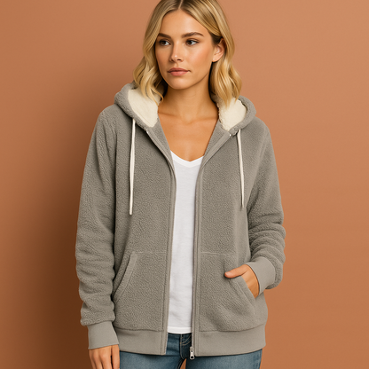 Extra warm teddy fleece zip hoodie for women | Mariska