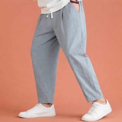 Straight men's trousers with drawstring and elastic waist for men | Bas