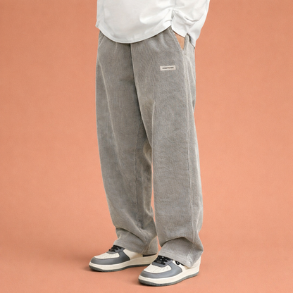 Corduroy wide leg pants with elastic waist for men | Arvid