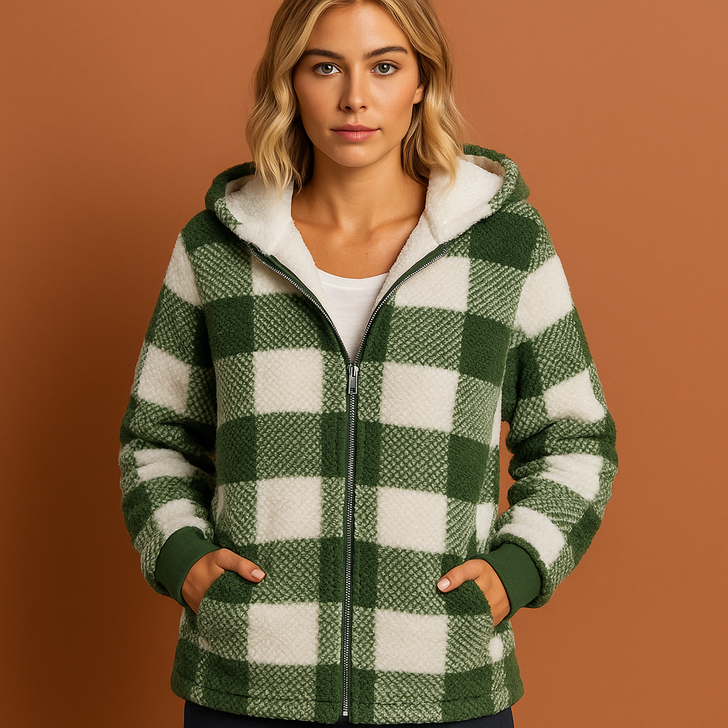 Soft fleece vest with check pattern for women | Marije