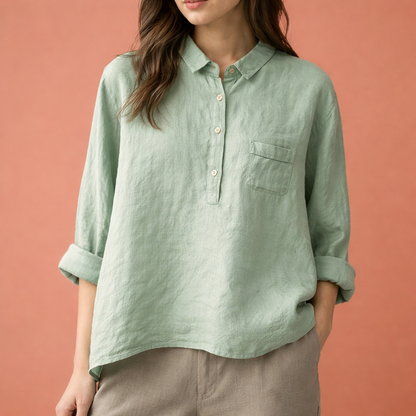 Ladies' blouse with floral print and button detail | Mirena
