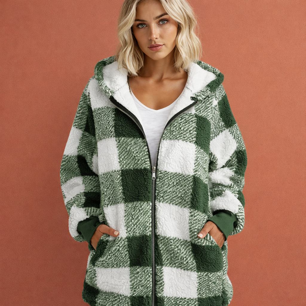Ladies' Hooded Jacket with Plaid Pattern | Abigail