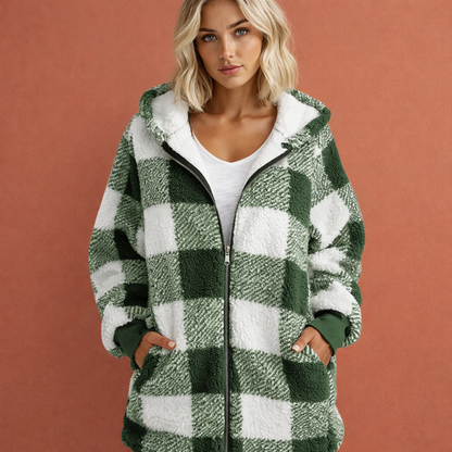 Ladies' Hooded Jacket with Plaid Pattern | Abigail