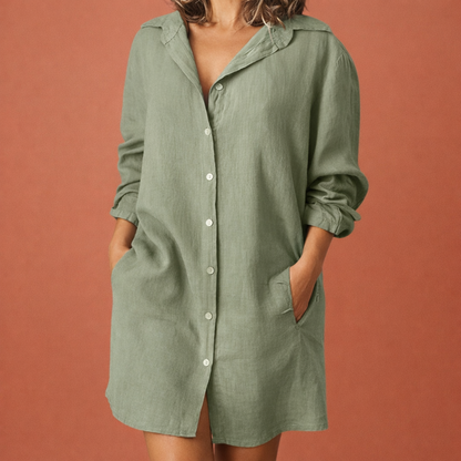 Women's Shirt Dress with Collar and Button Closure | Rosa