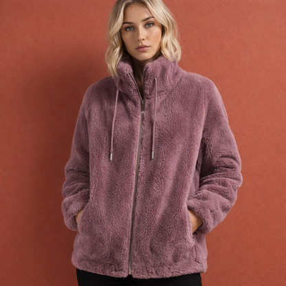 Women's zip-up cardigan with stand-up collar for daily use | Anoushka