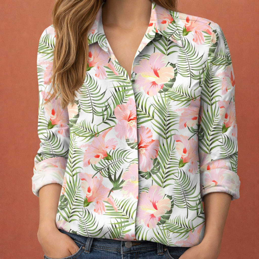 Printed women's blouse with classic collar and button closure | Zara