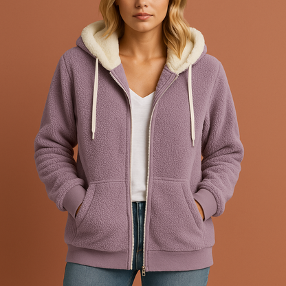 Extra warm teddy fleece zip hoodie for women | Mariska