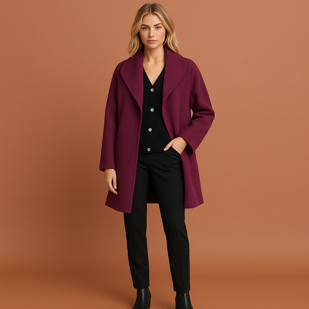Mid-length coat with open collar for women | Carline