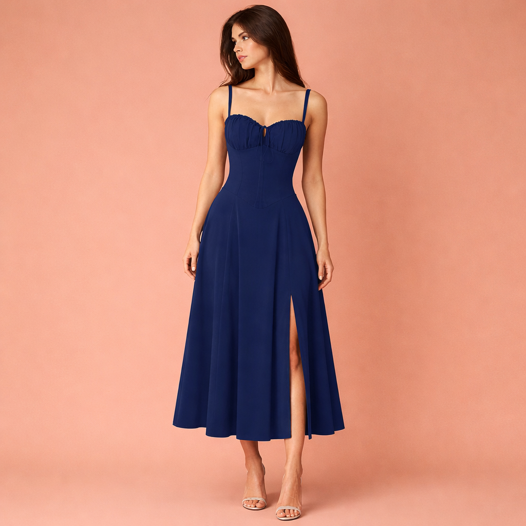 Floral Midi Dress with Split for Women | Mireille