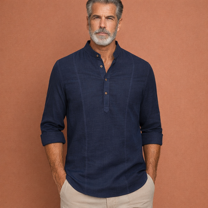 Lightweight long-sleeve shirt with half-button closure for men | Casper